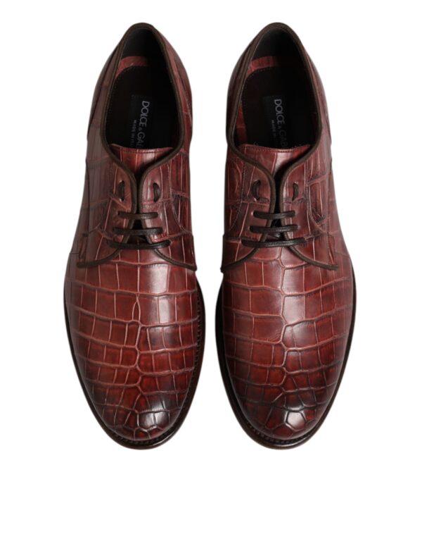Dolce & Gabbana Burgundy Leather Lace Up Derby Dress Shoes – Image 3