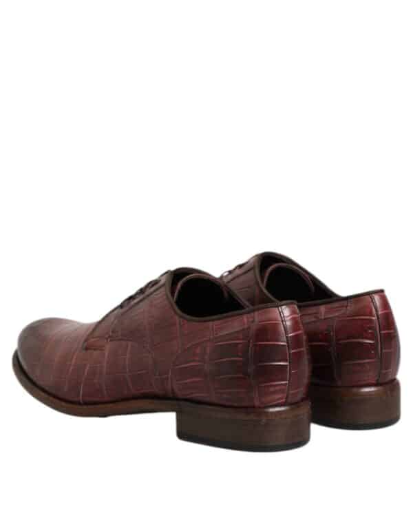 Dolce & Gabbana Burgundy Leather Lace Up Derby Dress Shoes – Image 5