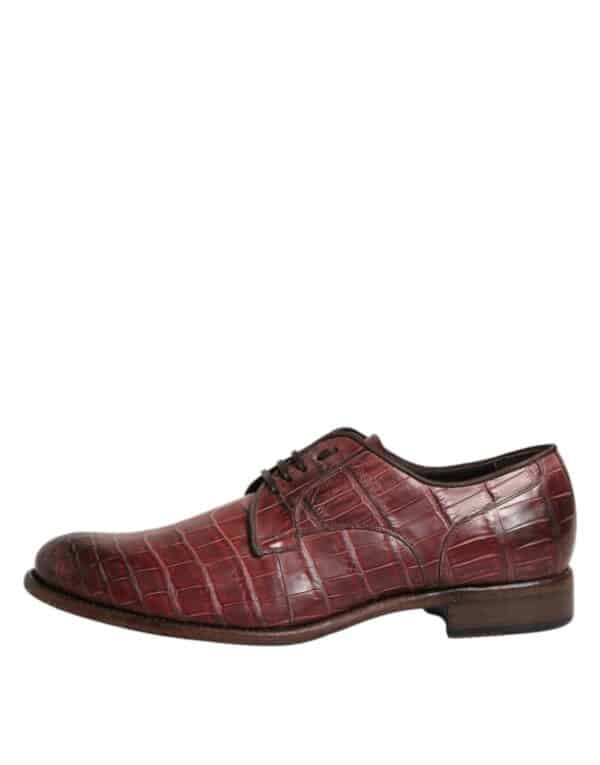Dolce & Gabbana Burgundy Leather Lace Up Derby Dress Shoes – Image 6