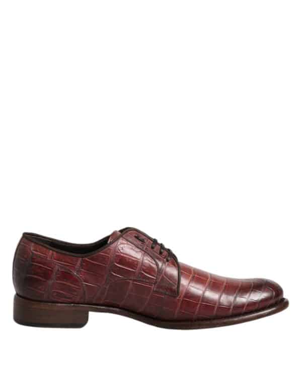 Dolce & Gabbana Burgundy Leather Lace Up Derby Dress Shoes – Image 7