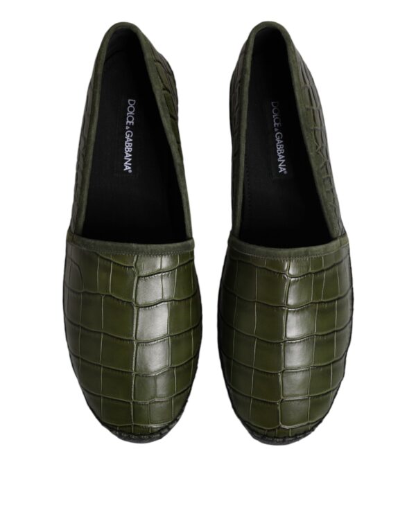 Dolce & Gabbana Green Exotic Leather Espadrilles Slip On Shoes – Image 3