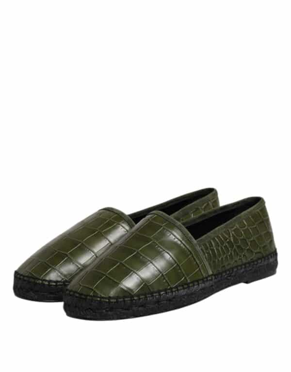 Dolce & Gabbana Green Exotic Leather Espadrilles Slip On Shoes – Image 4