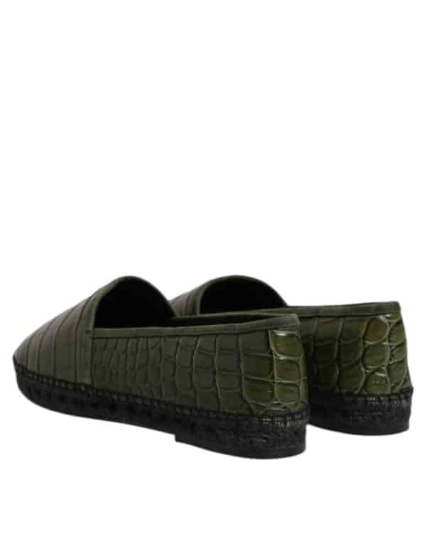 Dolce & Gabbana Green Exotic Leather Espadrilles Slip On Shoes – Image 5