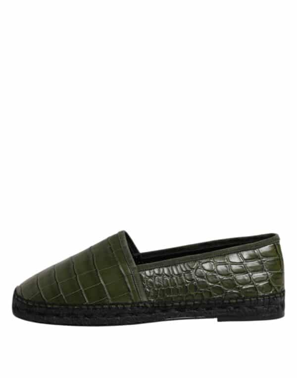 Dolce & Gabbana Green Exotic Leather Espadrilles Slip On Shoes – Image 6