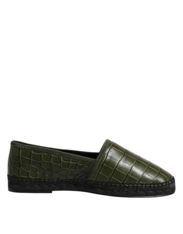 Dolce & Gabbana Green Exotic Leather Espadrilles Slip On Shoes – Image 7