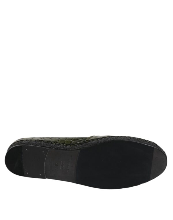 Dolce & Gabbana Green Exotic Leather Espadrilles Slip On Shoes – Image 8