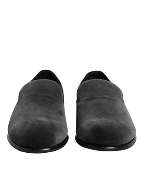 Dolce & Gabbana Black Velvet Slip On Loafers Formal Shoes – Image 2