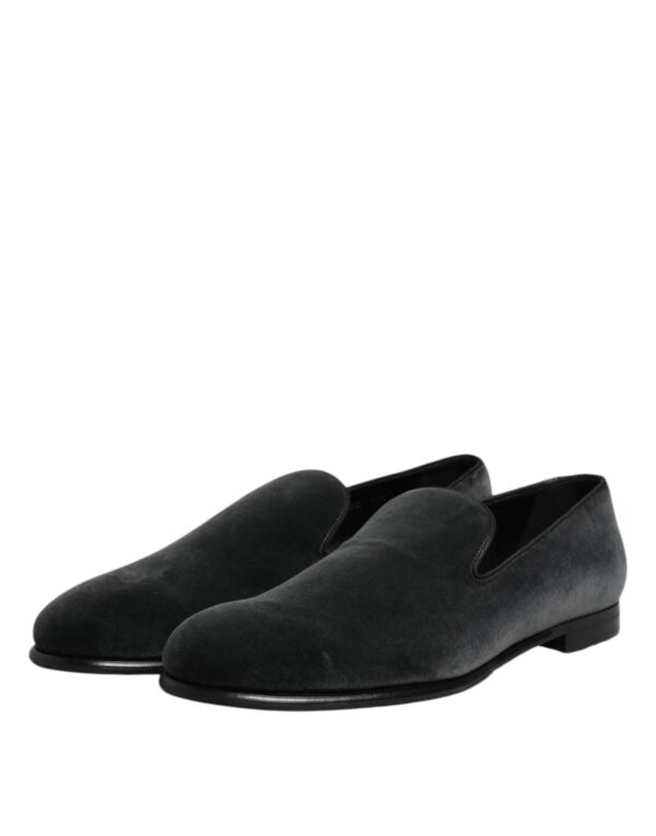 Dolce & Gabbana Black Velvet Slip On Loafers Formal Shoes – Image 4