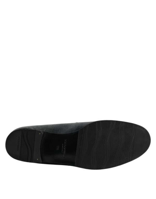 Dolce & Gabbana Black Velvet Slip On Loafers Formal Shoes – Image 8
