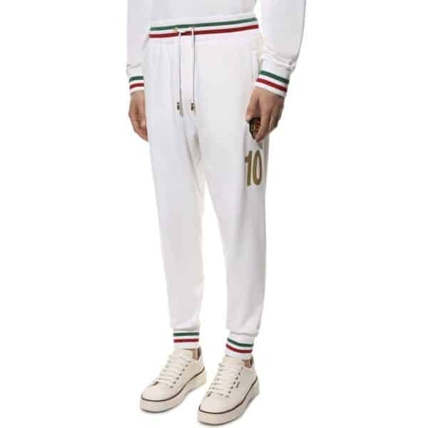 Pantalon de survêtement blanc avec détails colorés
