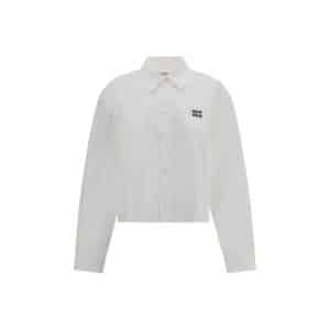 Chemise blanche à manches longues avec logo Miu Miu