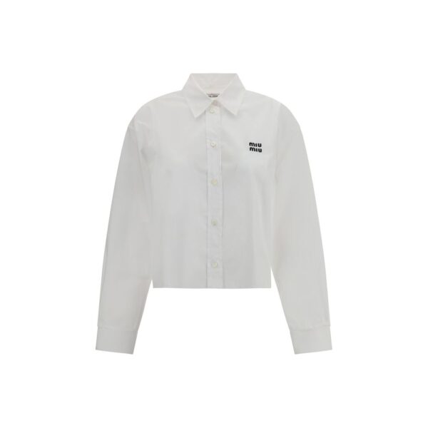 Chemise blanche à manches longues avec logo Miu Miu