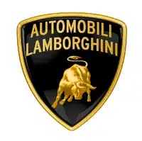 Logo de Lamborghini avec un taureau doré.