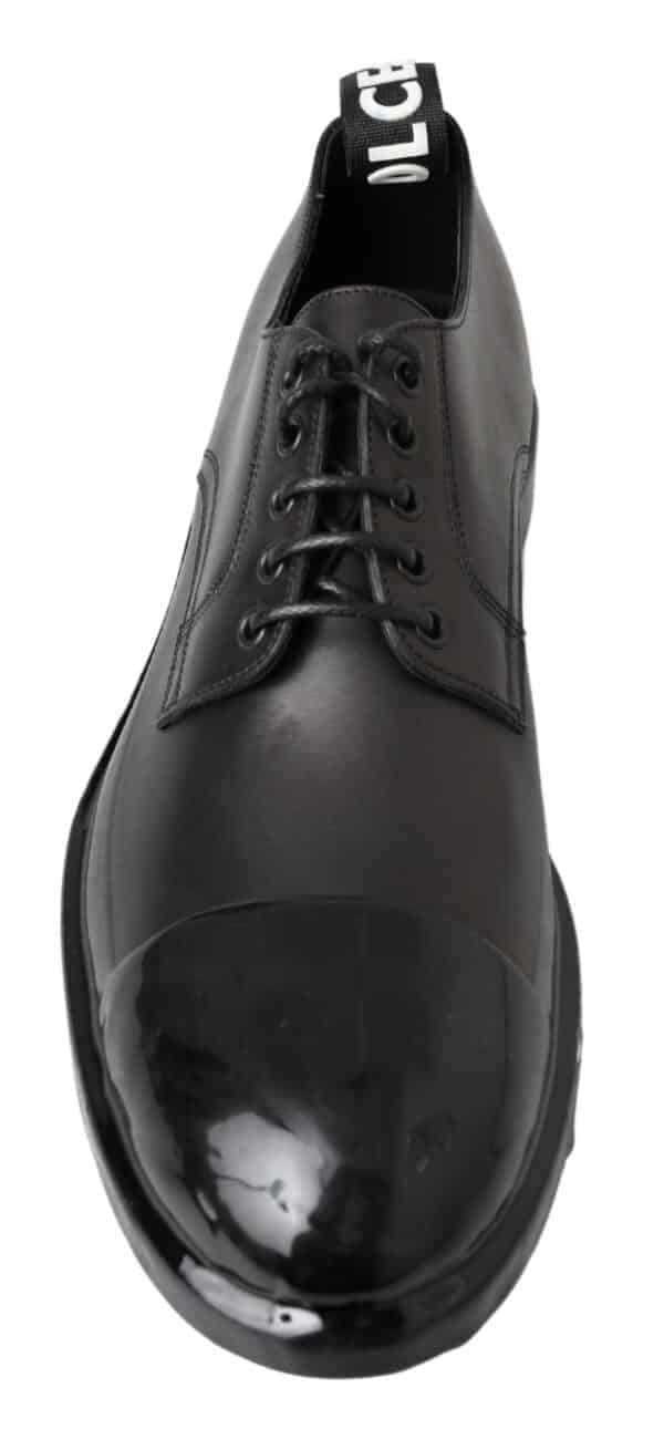 Dolce & Gabbana Black Leather Derby Dress Shoes – Image 4