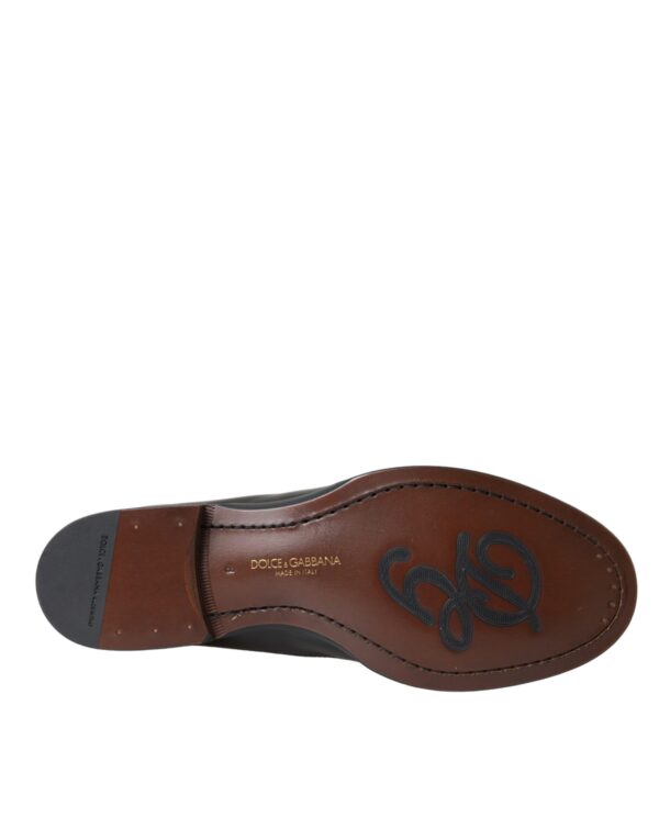 Dolce & Gabbana Black Brown Leather Loafer Men Dress Shoes – Image 7