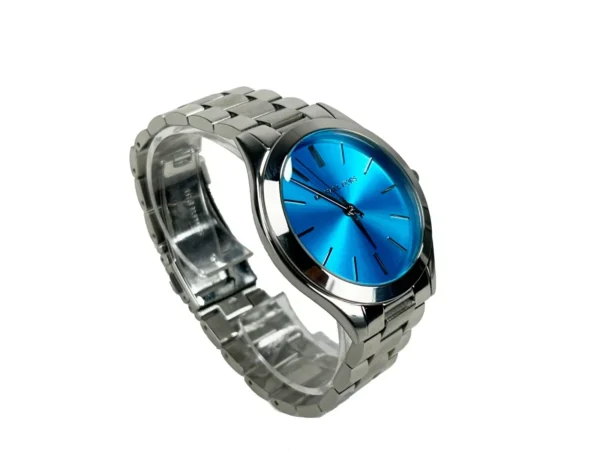 Michael Kors Slim Runway Stainless Steel Watch Blue Silver MK3292 – Image 2