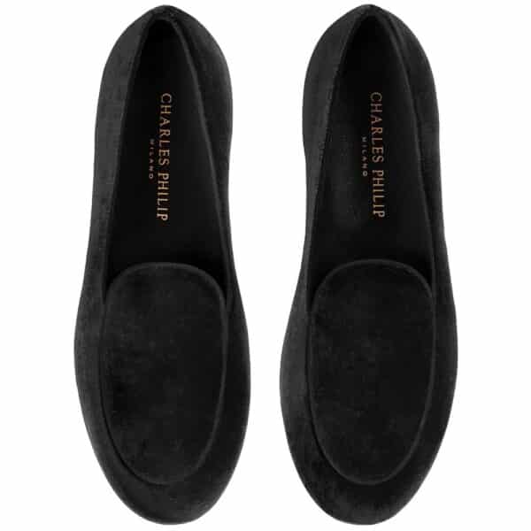 Charles Philip Black Velvet Unisex Loafer – Image 3