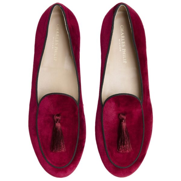 Charles Philip Red Velvet Loafer – Image 3