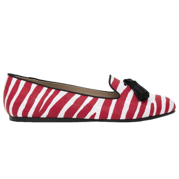 Charles Philip Red Cotton Flat Shoe