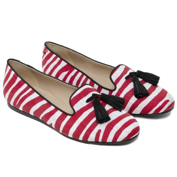 Charles Philip Red Cotton Flat Shoe – Image 2