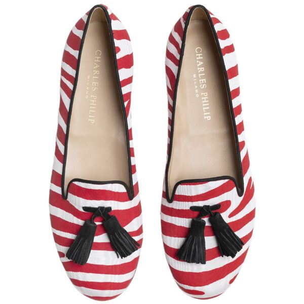 Charles Philip Red Cotton Flat Shoe – Image 3