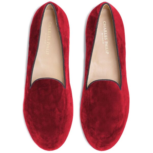 Charles Philip Red Velvet Loafer – Image 3