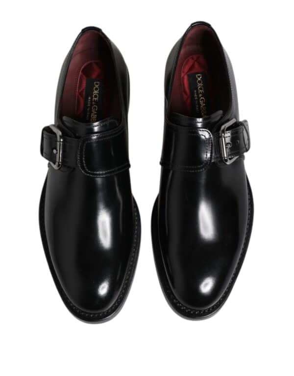 Dolce & Gabbana Black Leather Monk Strap Derby Formal Shoes – Image 3