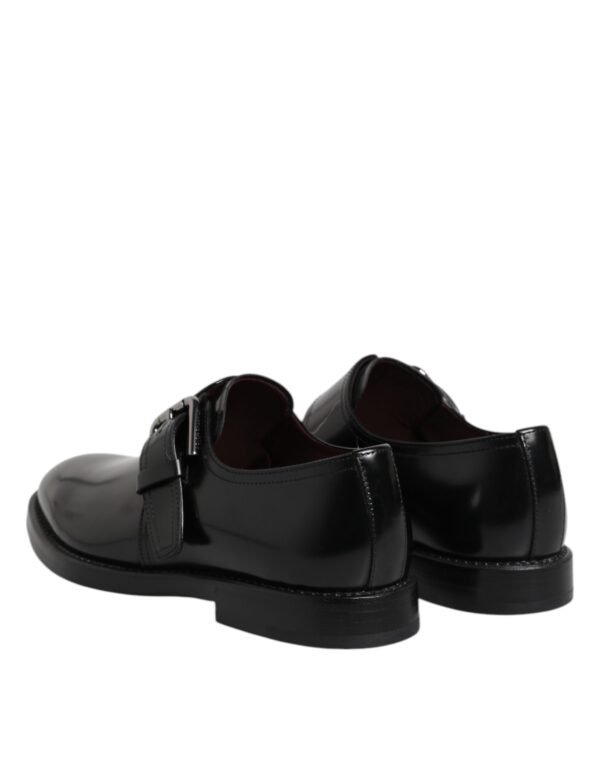 Dolce & Gabbana Black Leather Monk Strap Derby Formal Shoes – Image 5