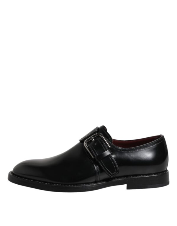 Dolce & Gabbana Black Leather Monk Strap Derby Formal Shoes – Image 6