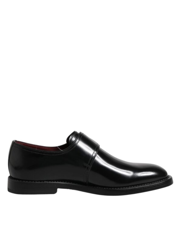 Dolce & Gabbana Black Leather Monk Strap Derby Formal Shoes – Image 7