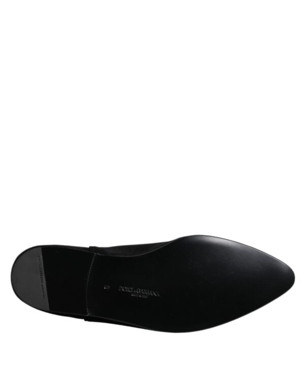 Dolce & Gabbana Black Velvet Embellished Loafer Slip On Shoes – Image 8