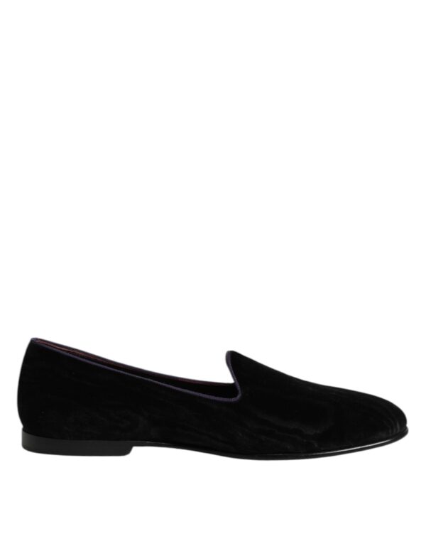 Dolce & Gabbana Black DG Crown Embroidery Loafers Slip On Shoes – Image 4