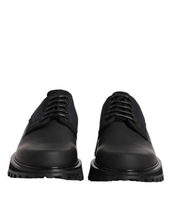 Dolce & Gabbana Black Leather Lace Up Trekking Dress Shoes – Image 2