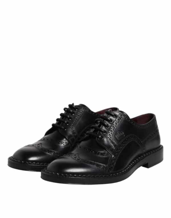 Dolce & Gabbana Black Calf Leather Derby Formal Dress Shoes – Image 4