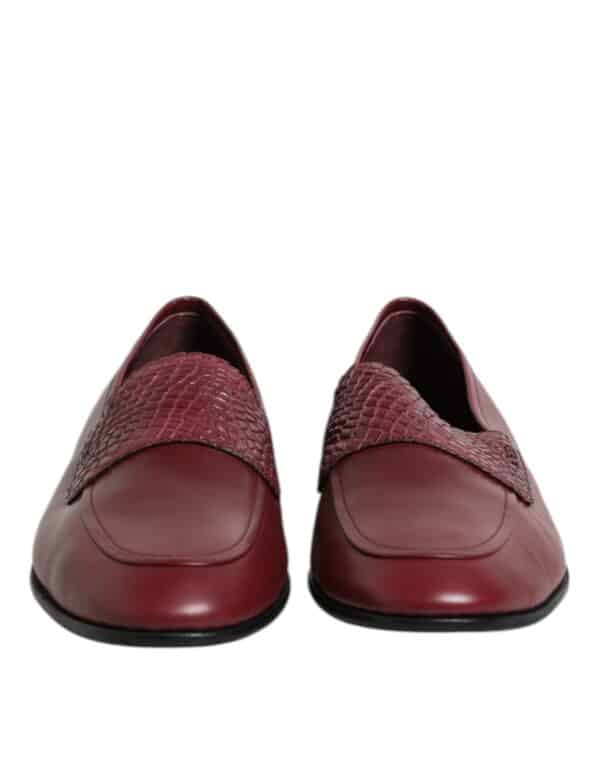 Dolce & Gabbana Burgundy Calfskin Leather Formal Slip On Shoes – Image 2