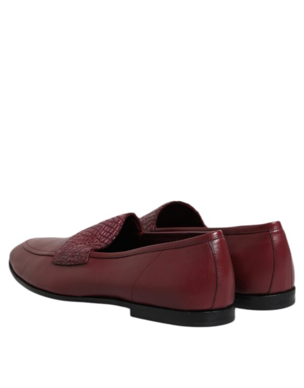 Dolce & Gabbana Burgundy Calfskin Leather Formal Slip On Shoes – Image 5