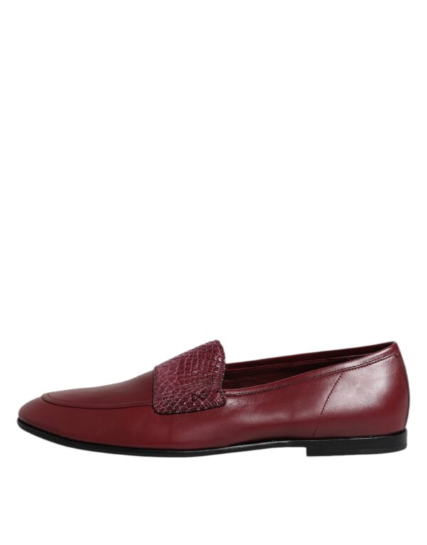 Dolce & Gabbana Burgundy Calfskin Leather Formal Slip On Shoes – Image 6