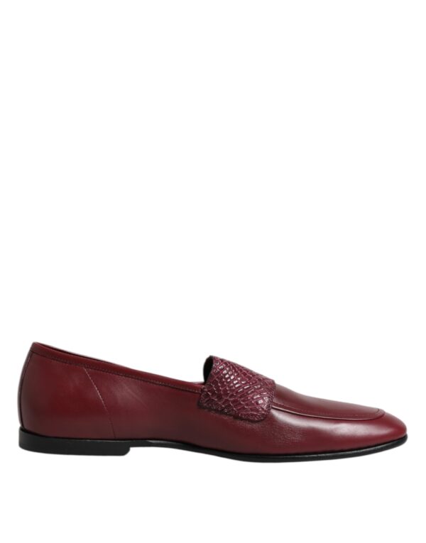 Dolce & Gabbana Burgundy Calfskin Leather Formal Slip On Shoes – Image 7