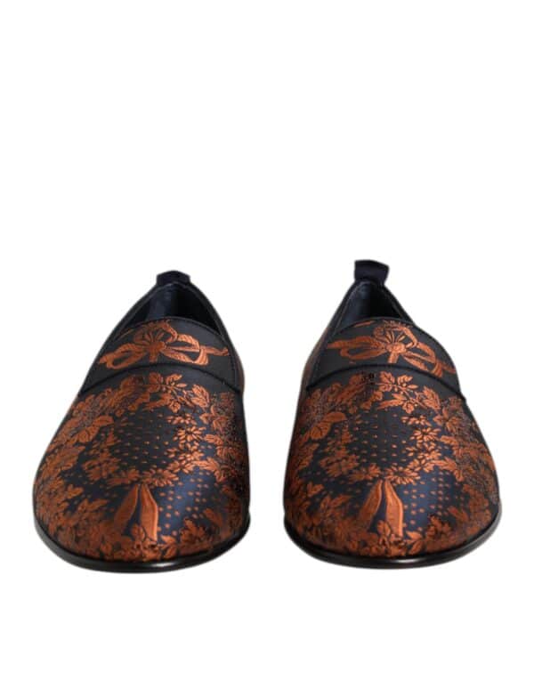 Dolce & Gabbana Black Jacquard Polyester Slip On Loafers Shoes – Image 2