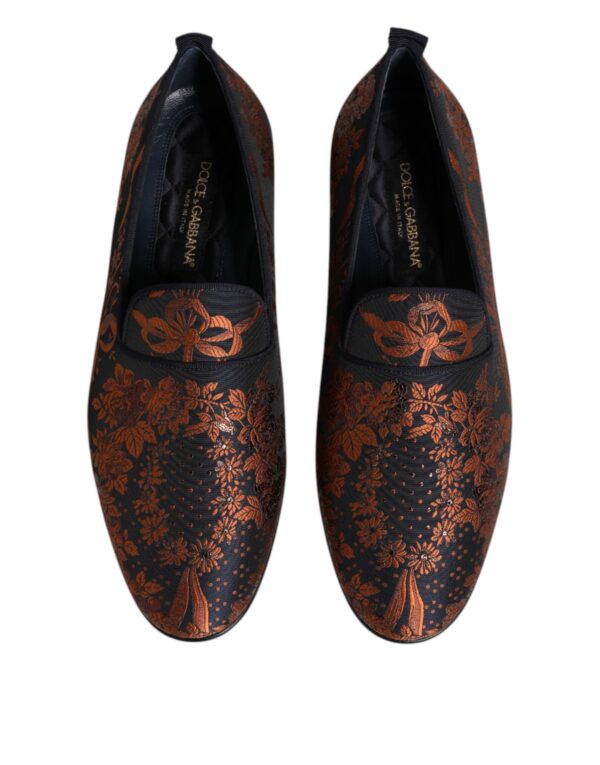 Dolce & Gabbana Black Jacquard Polyester Slip On Loafers Shoes – Image 3