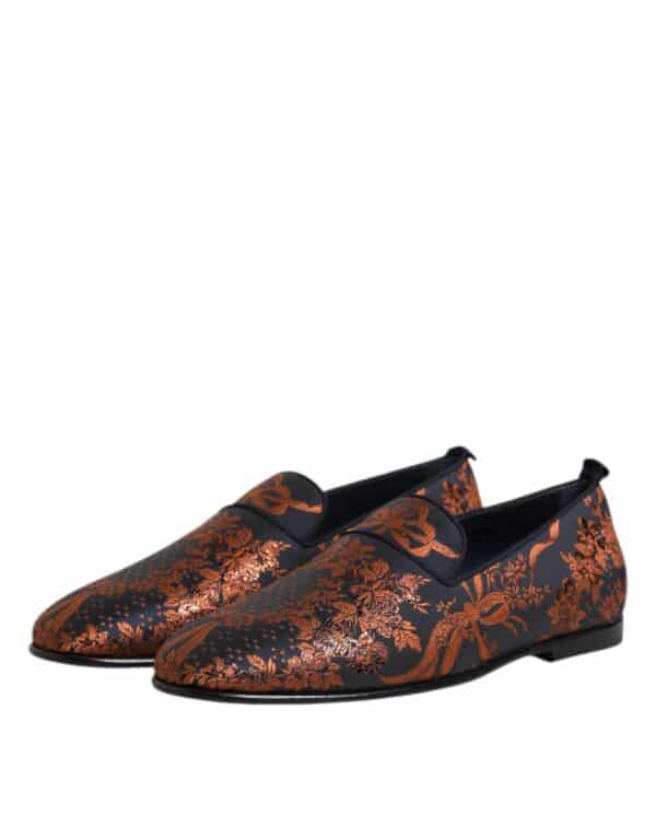Dolce & Gabbana Black Jacquard Polyester Slip On Loafers Shoes – Image 4
