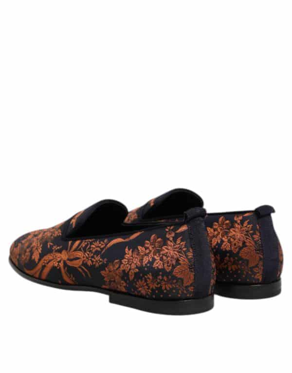 Dolce & Gabbana Black Jacquard Polyester Slip On Loafers Shoes – Image 5