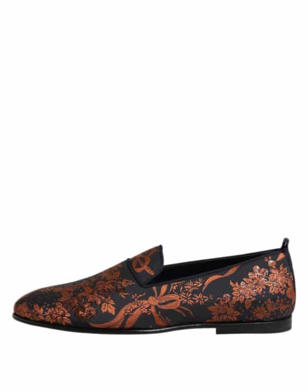 Dolce & Gabbana Black Jacquard Polyester Slip On Loafers Shoes – Image 6