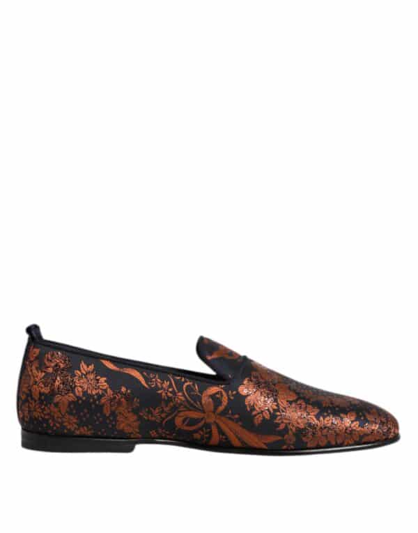 Dolce & Gabbana Black Jacquard Polyester Slip On Loafers Shoes – Image 7