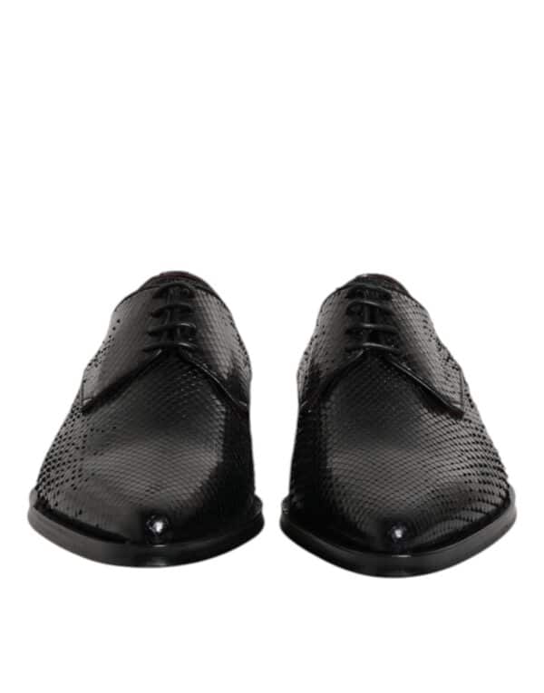 Dolce & Gabbana Black Leather Lace Up Dress Men Derby Shoes – Image 2