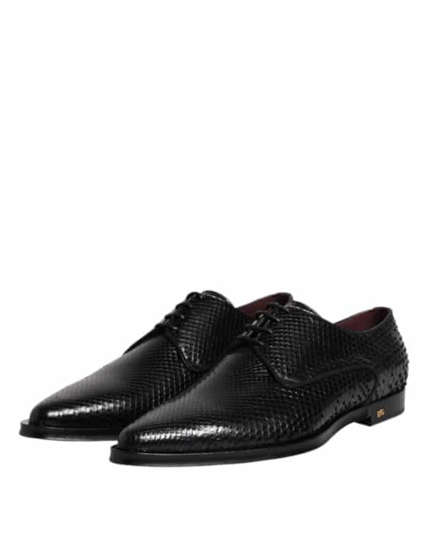 Dolce & Gabbana Black Leather Lace Up Dress Men Derby Shoes – Image 4