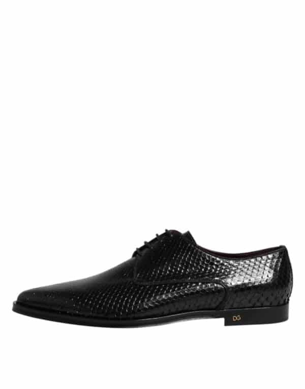 Dolce & Gabbana Black Leather Lace Up Dress Men Derby Shoes – Image 6