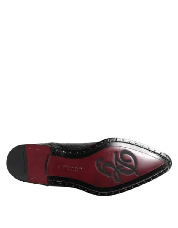 Dolce & Gabbana Black Leather Lace Up Dress Men Derby Shoes – Image 8