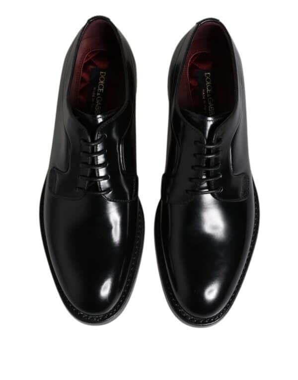 Dolce & Gabbana Black Calf Leather Lace Up Dress Derby Shoes – Image 3
