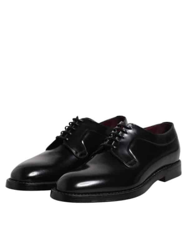 Dolce & Gabbana Black Calf Leather Lace Up Dress Derby Shoes – Image 4